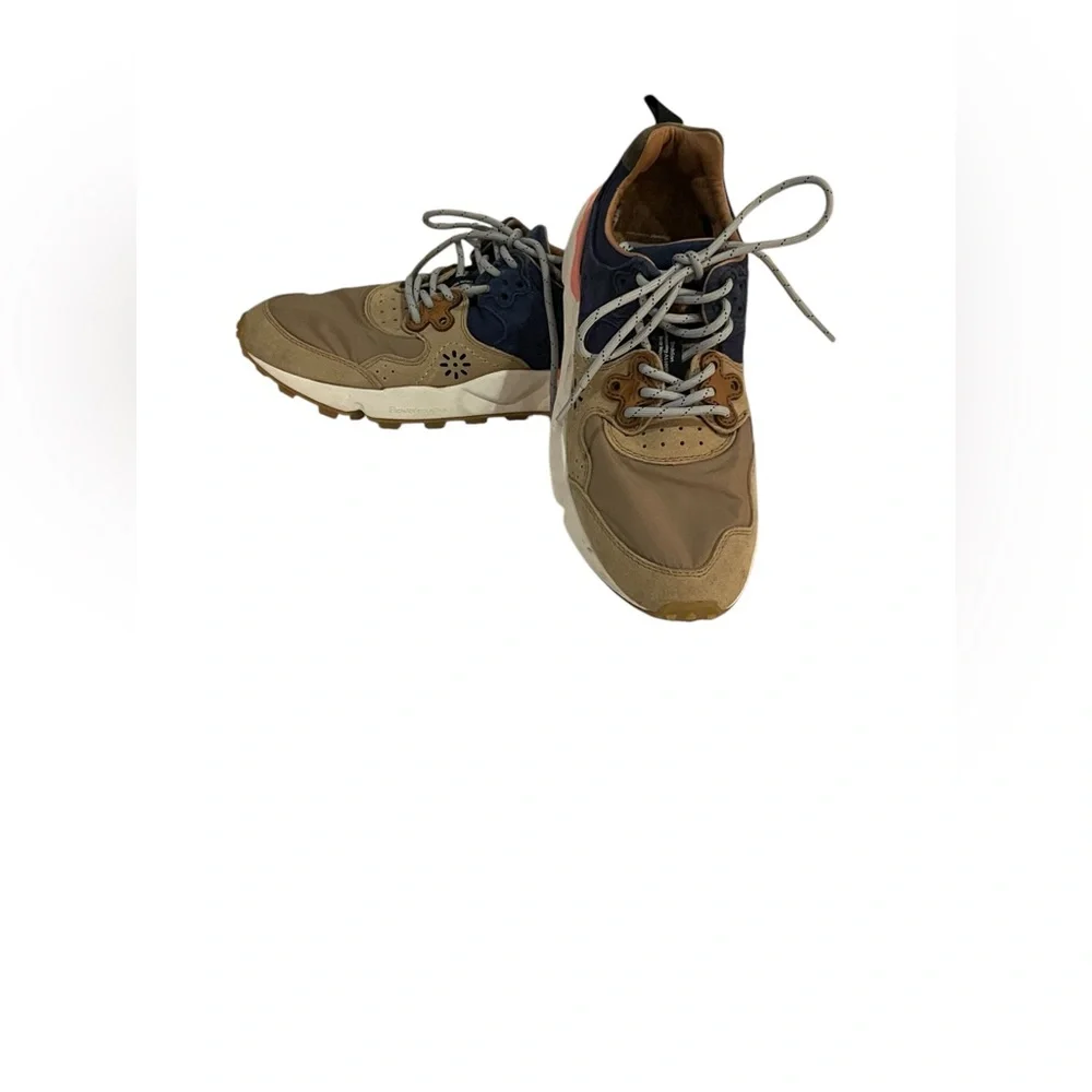 Women’s Athletic Sneakers in Tan & Navy - Picture 1 of 4